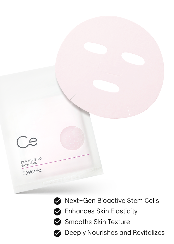 Sheet mask with Celiona packaging on a white background