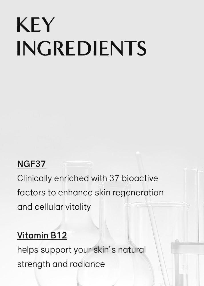 Text detailing key ingredients of a skincare product on a white background