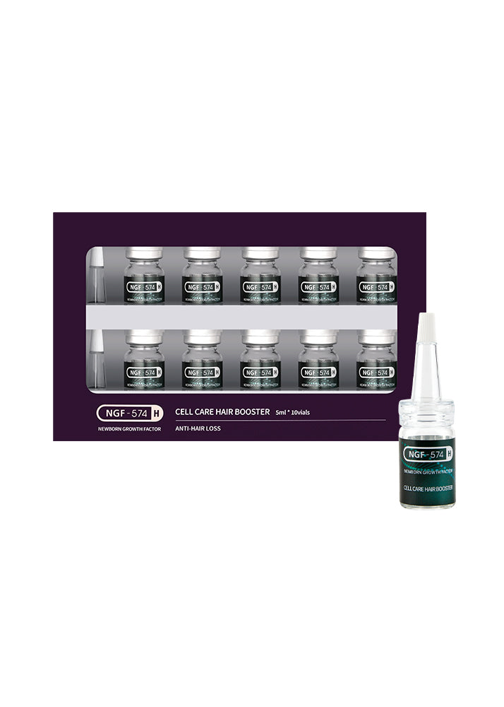 Hair care product set with bottles and packaging on a white background