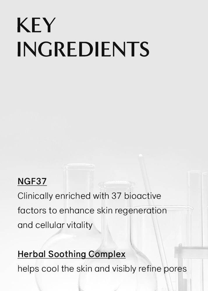 Text detailing key ingredients of a skincare product on a white background