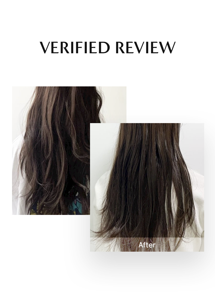 Before and after comparison of hair extensions with 'Verified Review' text.