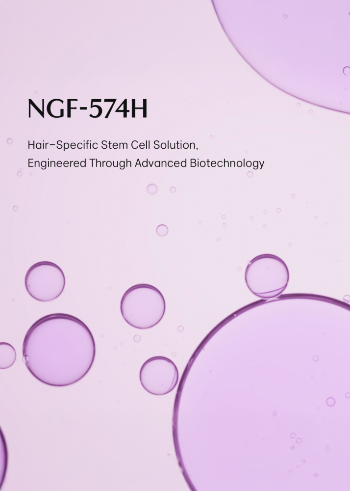 NGF-574H Stem Cell Solution description with purple bubble design