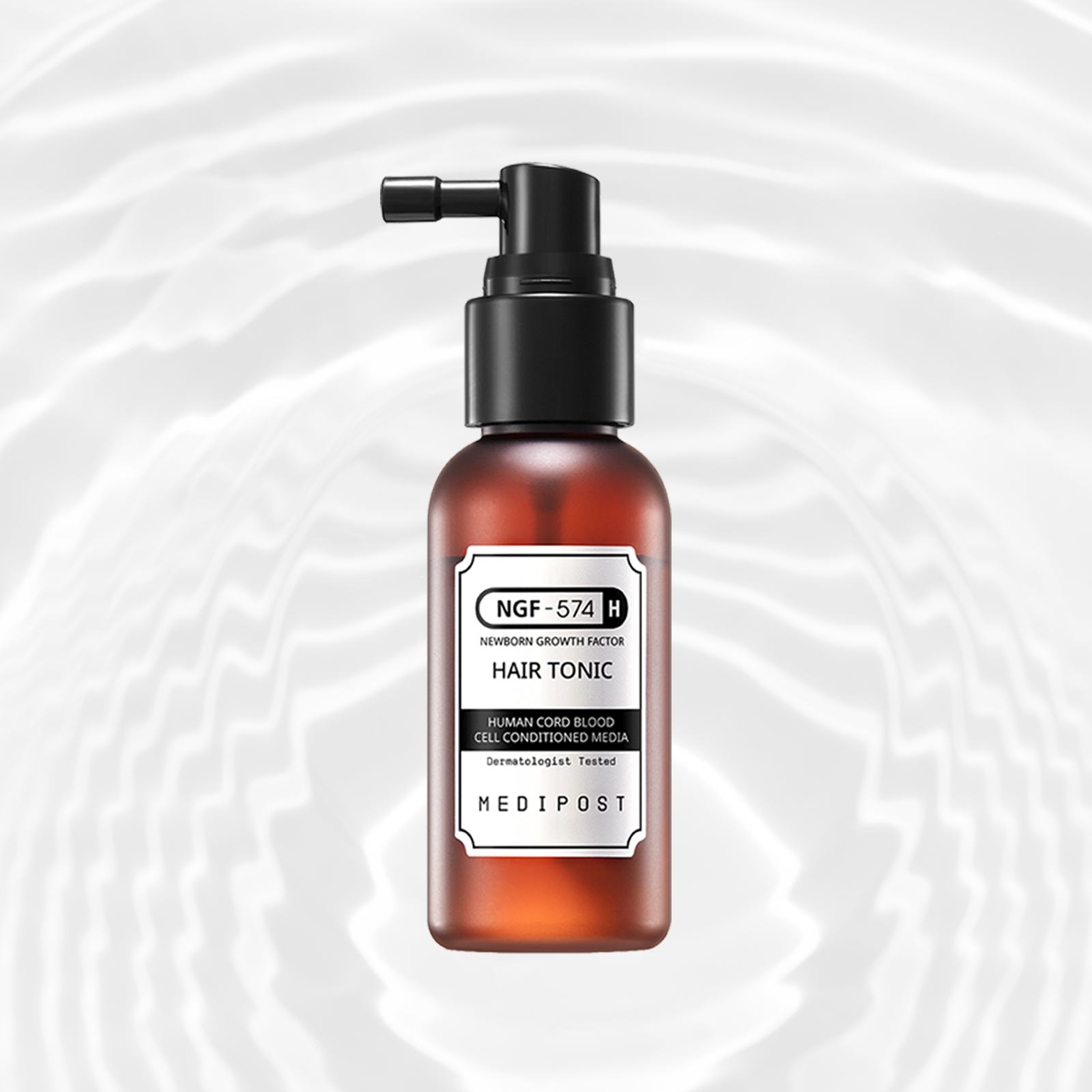 Celonia 574H Hair Tonic bottle with ripple water background