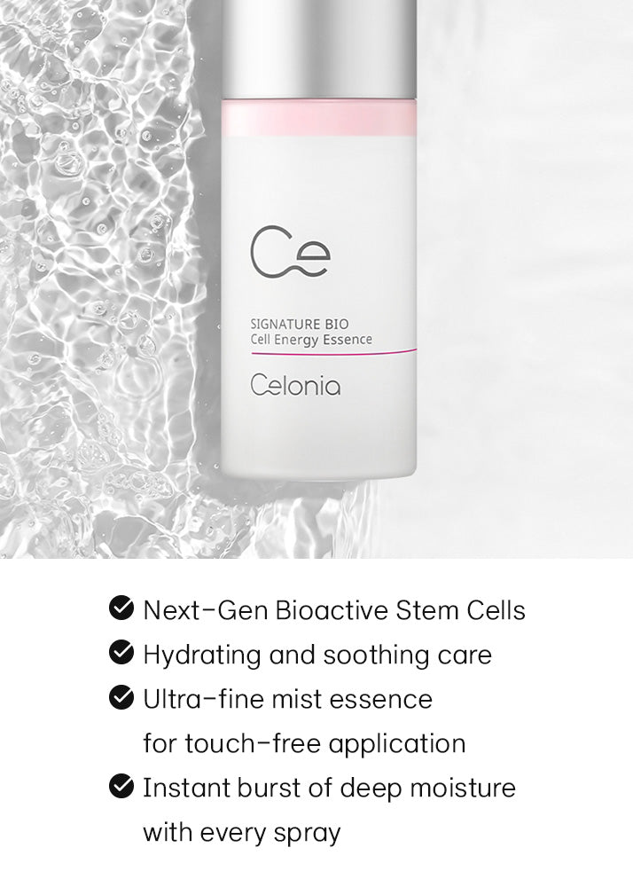 Celonia skincare product with text highlighting features on a white background