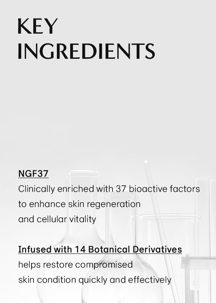 Text detailing key ingredients of a skincare product on a white background