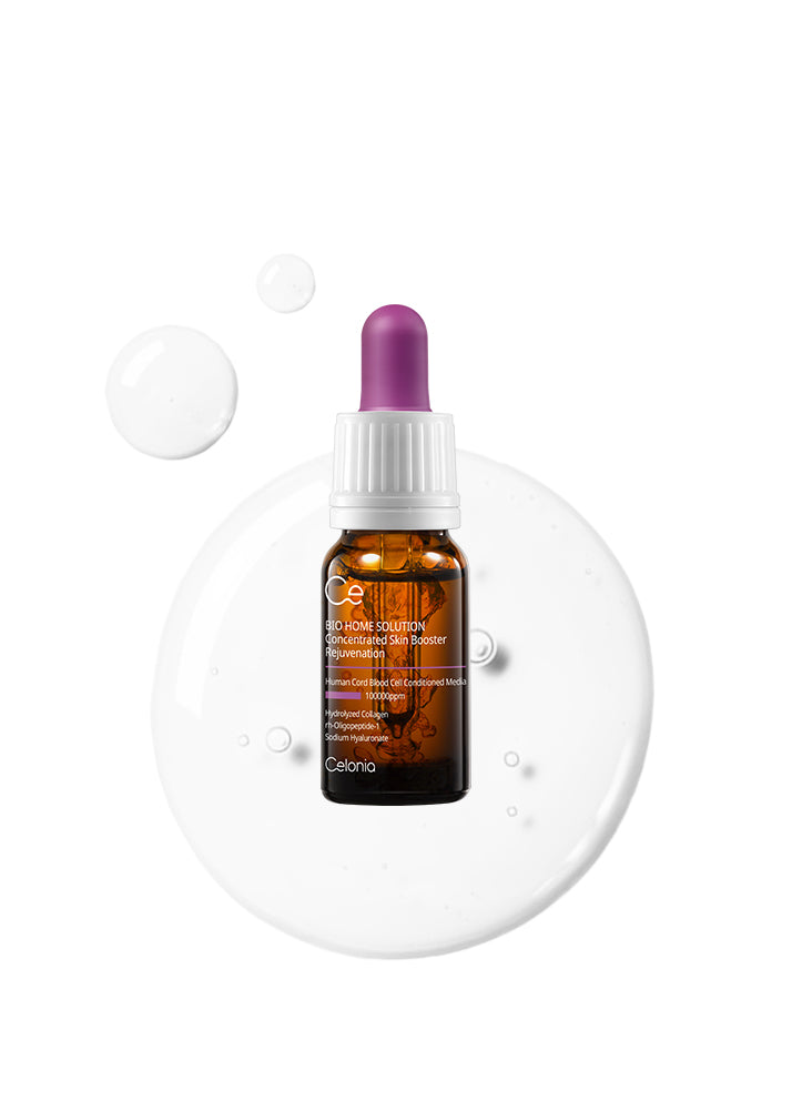 Cosmetic dropper bottle with a purple cap on a white background