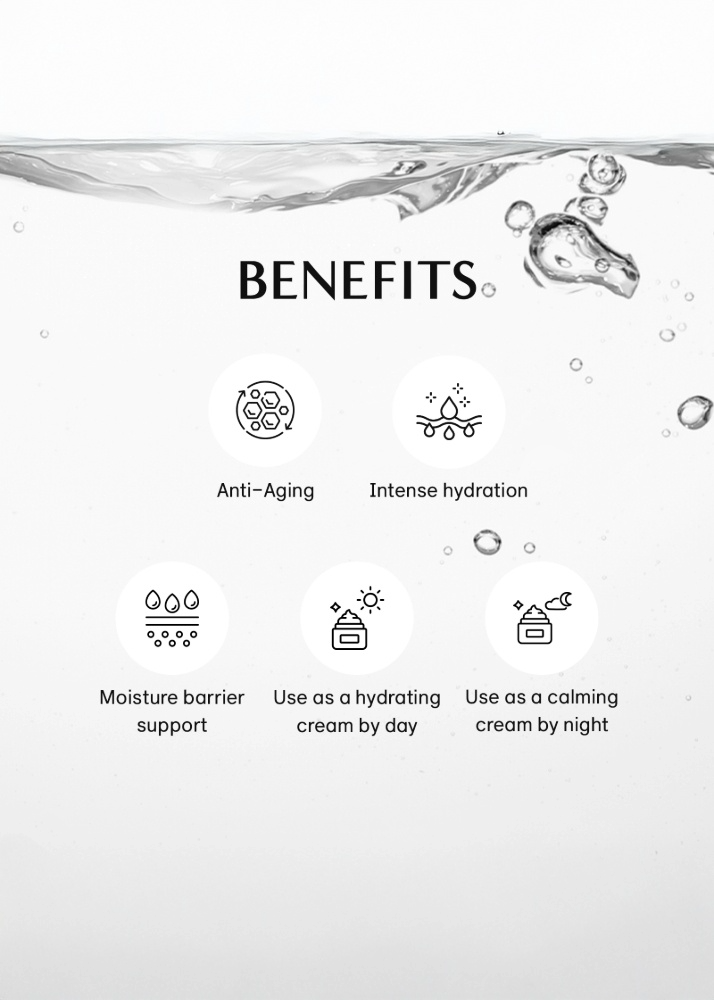List of skincare benefits with icons on a white background