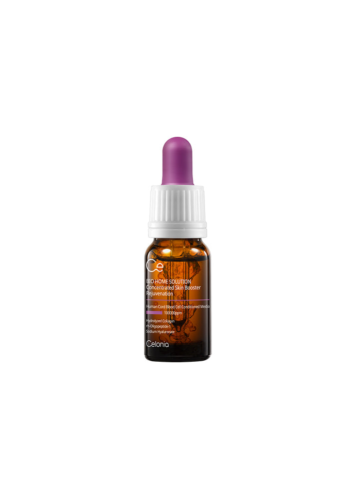Brown glass dropper bottle with purple cap on a white background