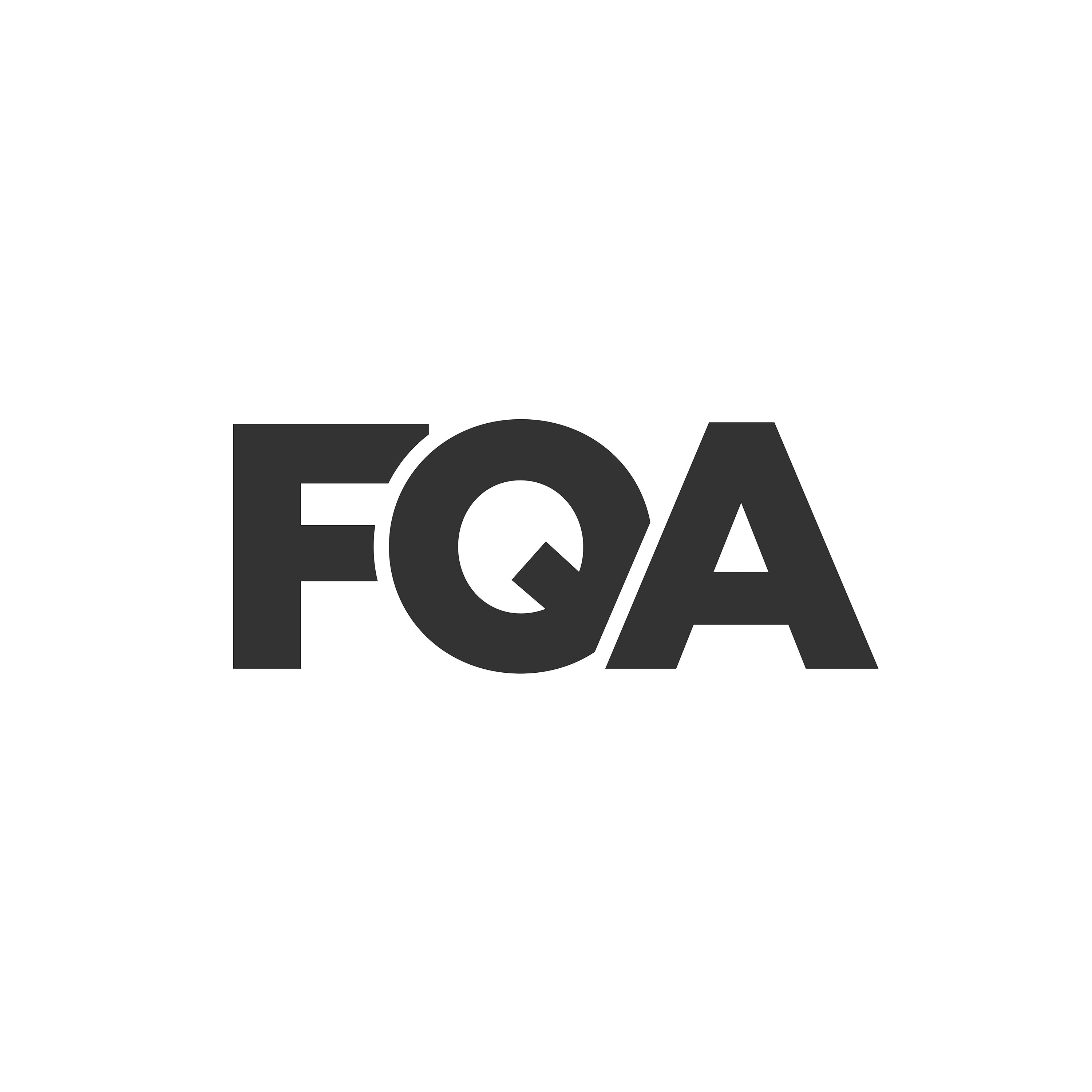 Black 'FQA' logo on a white background