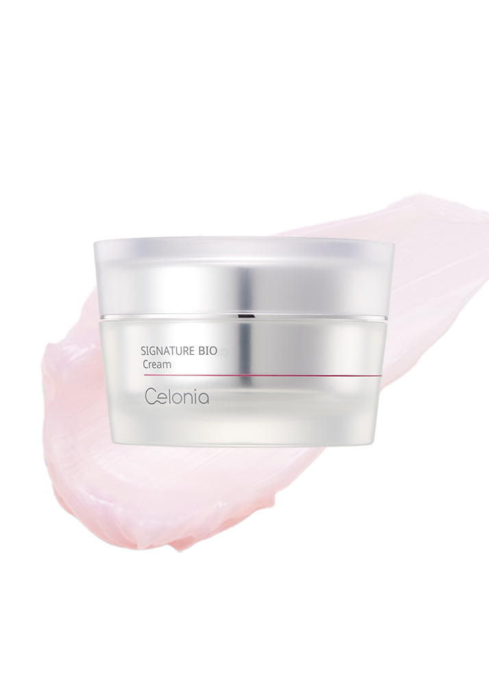 Celonis skincare cream jar with pink cream on a white background