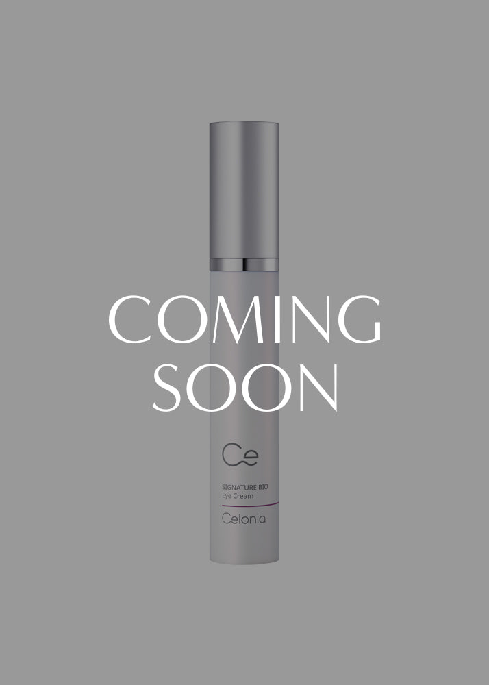 Skincare bottle with 'Coming Soon' text on a gray background